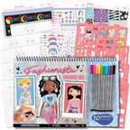 Fashion Angels Fashionista Sketch Set, Includes Sketch Pad with Stencils & Stickers, Fashion Design Sketch Book for Girls, Ideal Drawing Kit for Kids