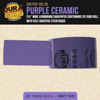 Dura-Gold Premium 100 Grit PSA Purple Film Ceramic Longboard Sandpaper, 2-3/4" Wide Continuous 20 Yard Roll - Self Adhesive Stickyback for Auto & Wood Air File Long Board Sanders, Hand Sanding Blocks