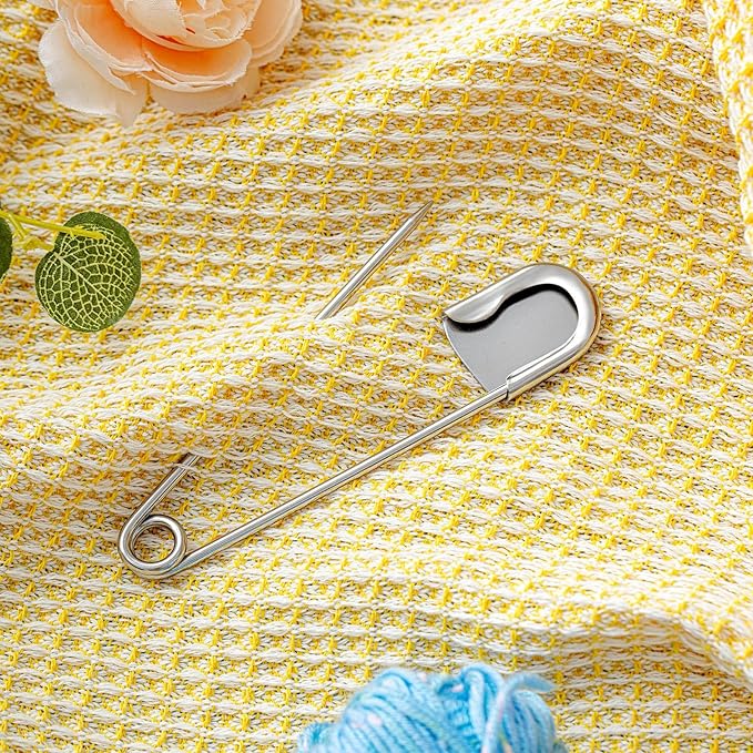 Juexica 40 Pcs 5 Inch Jumbo Stainless Steel Safety Pins Large Heavy Duty Huge Strong Laundry Pins for Upholstery Sewing Quilting Key Rings Craft Outdoor (Silver)