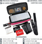 Quiver Time Pink Bolt Card Carrying Case fits Pokemon Cards and other TCG Games - Storage Bag for Playing/Trading Cards and Deck Box (Straps, Dividers & 100 Apollo Card Sleeves)