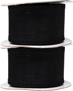 Mandala Crafts Black Burlap Ribbon 2 Inches Wide Jute Ribbons for Crafts - 20 Yds Roll Rustic Burlap Wrap Trim Ribbons for Wreaths Bows Wedding Party Decoration