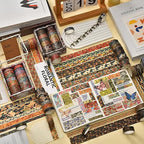 12 Rolls Kyoto Charm Washi Tape Set Japanese Arts Adhesive Tapes Geometric Garden Decorative Masking Tape Sets for Craft, Kids, Scrapbook, DIY, Gift Wrapping (Crimson Fields)