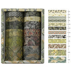12 Rolls Kyoto Charm Washi Tape Set Japanese Arts Adhesive Tapes Geometric Garden Decorative Masking Tape Sets for Craft, Kids, Scrapbook, DIY, Gift Wrapping (Green Song)