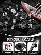BBTO 20 Pieces Enamel Pins Skull Spooky Skeleton Enamel Pins Set Black Decorative Cartoon Goth Skull Horror Dark Brooch Cute Lapel Buttons for Jacket Backpack Hat Halloween