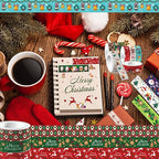 12 Pcs Christmas Washi Tape Merry Christmas Print Masking Tape Christmas Tree Snowman Santa Claus Pattern Decorative Paper Sticker for Christmas Party Holiday Scrapbook Handbook Sticker