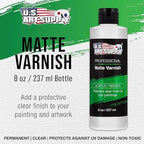 U.S. Art Supply 8 oz Matte Acrylic Varnish for Acrylic Painting, Permanent Clear Protection, Reduces UV & Photography Glare