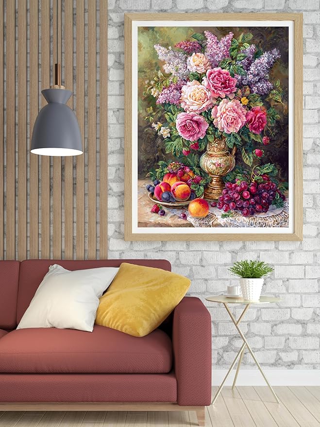 Moohue 14ct Counted Stamped Cross Stitch Kits for Adults Flowers Printed Cross Stitch Patterns Art Crafts Cross Stitch Supplies (Flowers 10)