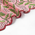 Ridhi Strawberry Pink Hand Block Print Napkins 18" x 18" Set of 4 Reusable Cotton Dinner Napkins for Weddings, Parties & Everyday Dining, Thanksgiving, Christmas, Fall