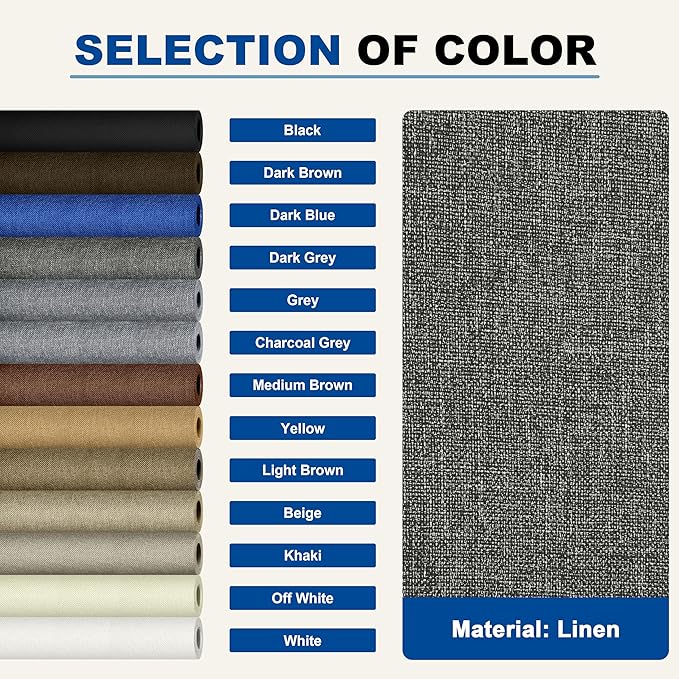 KING MOUNTAIN Linen Repair Patches, Self-Adhesive Linen Fabric Patches, 4 X 63 inch Extra Size, Multi Color, Can be Used for Linen Sofa Repair and Linen Clothes Repair (Dark Grey2.0)