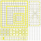 Quilting Rulers, 7 Piece Acrylic Ruler (12.5"X12.5", 9.5"X9.5", 6"X6", 4.5"X4.5",12"x6.5",9"x3",12"x2"), Sewing & Quilting Templates