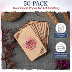 Wanderings Vintage Handmade Deckle Edge Cards - 2"x3.5" - 150 GSM - 50 Pack Blank Cards - Ideal for Place Cards, Name Cards for Table Setting, Thank You Notes, Gift Tags