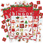 Christmas Bingo Game, Christmas Bingo Games for Family, Xmas Party Games Cards, Winter Party Favors Supplies Decorations, 24 Players Game (A07)