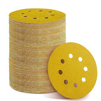 150PCS 240 Grit Gold Sanding Discs, 5-Inch 8-Hole Sandpaper for Random Orbital Sander, for Automotive or Woodworking