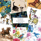 Mystery Pack Decoupage Paper Napkins, 20-ct Assorted Surprise Napkins, Decorative Napkins for Art Craft Junk Journal, Scrapbooking, 20 Different Animals Designs