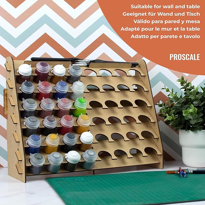 Paint Rack for model paints. Hobby craft Citadel compatible wall paint rack stand holder organiser storage for miniature warhammer art artists (33 mm)