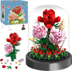 Flower Bouquet Building Kit, 524 Pcs Mini Bricks Building Blocks Sets, Forever Rose Decorated Flower with Dust Cover, Valentine's Day Gifts for Her Mom Women (Rose Flower)