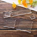 7 Pieces Clear Stamp Blocks, driew Clear Acrylic Stamping Blocks Tools Set with Grid and Grip Decorative Stamp Blocks for Scrapbooking Crafts, Cards, Schedule Book