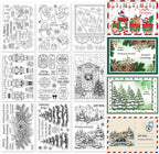 ORIGACH 9 Sheets Different Style Winter Christmas Clear Stamps Silicone Transparent Stamps for Card Making Decoration and DIY Scrapbooking