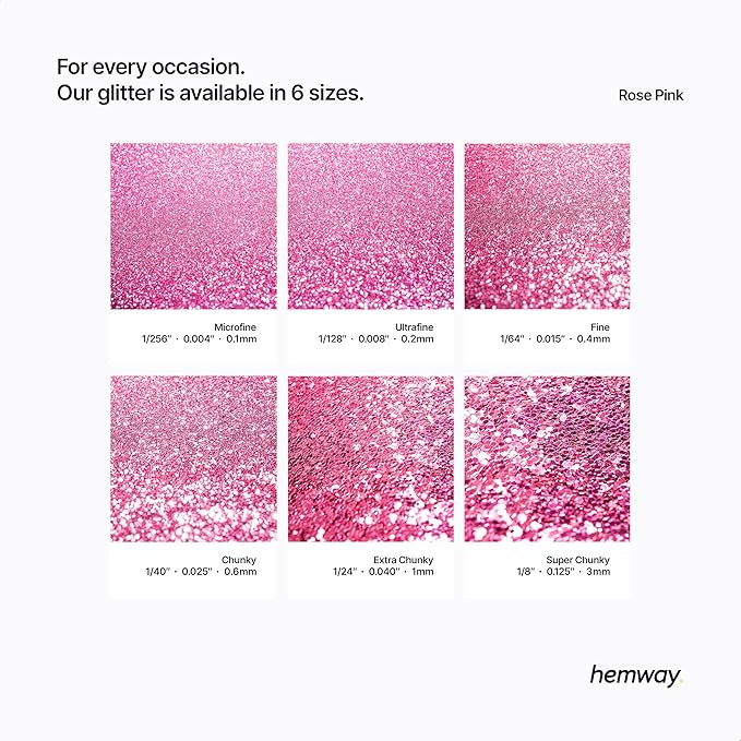 Hemway Polyurethane & Epoxy Resin Glitter 100g / 3.5oz Metallic Crystal Flake Additive for Flooring Jewelry Tumblers Glass Pigment - Extra Chunky (1/24" 0.040" 1mm) - Rose Pink