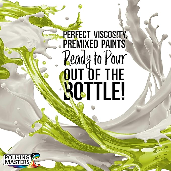 Pouring Masters Neon Yellow Ready to Pour Acrylic Pouring Paint - Premium 8-Ounce Pre-Mixed Fluid Acrylic Paint - Fluid Art Supplies for Canvas, Wood, Paper, Tile & Rocks