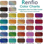 Renfio Holographic Ultra Fine Glitter Powder Metallic Resin Glitter 2.11 Oz (60g) PET Flakes Crafts Sequins 1/128" 0.008" 0.2mm Epoxy Chips Flakes for Tumblers Slime - Laser Pink