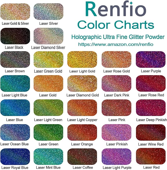 Renfio Holographic Ultra Fine Glitter Powder Metallic Resin Glitter 2.11 Oz (60g) PET Flakes Crafts Sequins 1/128" 0.008" 0.2mm Epoxy Chips Flakes for Tumblers Slime - Laser Dark Pink
