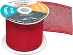 Mandala Crafts Red Burlap Ribbon 3 Inches Wide Jute Ribbons for Crafts - 20 Yds Roll Rustic Burlap Wrap Trim Ribbons for Wreaths Bows Wedding Party Decoration