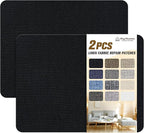 Coarse Linen Repair Patches, Self-Adhesive Linen Fabric Patches, 8X11 inch 2 PCS, Multi Color, Can be Used for Linen Sofa Repair and Linen Clothes Repair(8" x 11"-2PCS,Black 1.0)