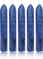Blue Sealing Wax Sticks, Yoption 5 Pcs Totem Fire Manuscript Wax Seal Sticks with Wicks for Wax Seal Stamp (Navy Blue)