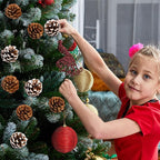 Fovths 24 Pieces Christmas Pine Cones Pick Pinecones Ornament Christmas Tree Decoration 2.4-3.1 Inches Pine Cones for Home Party Christmas Crafts (White, Natural)