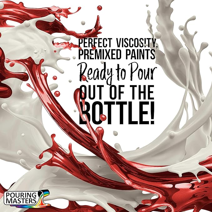 Pouring Masters True Red Metallic Pearl Ready to Pour Acrylic Pouring Paint - Premium 64-Ounce Pre-Mixed Fluid Acrylic Paint - Fluid Art Supplies for Canvas, Wood, Paper, Tile & Rocks