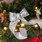 CT CRAFT LLC Glitter Wired Ribbon 2.5" x 10 Yards Silver for Christmas Home Decor Bow Gift Wrapping DIY Crafts Wreath