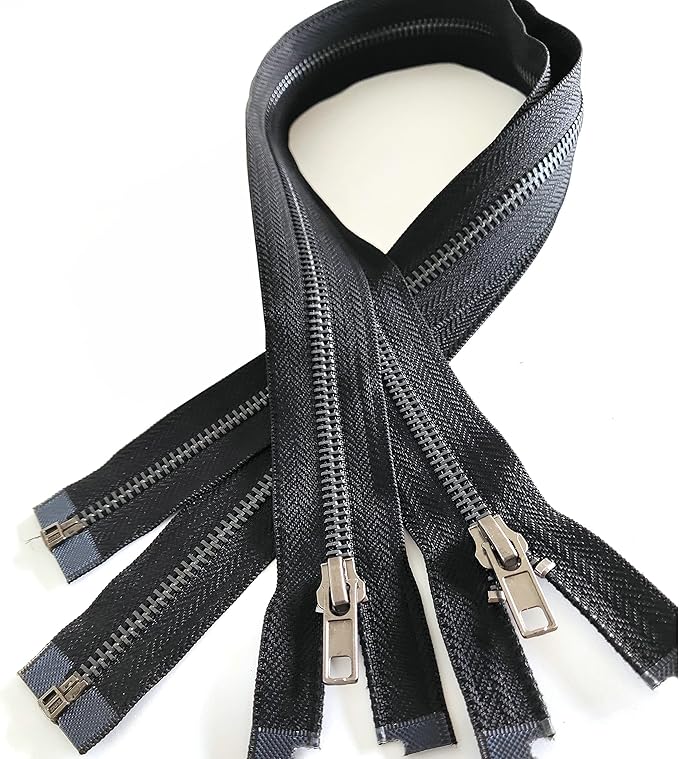 Leekayer Zipper 5# 26 Inch Metal Zippers Black Nickel 66cm Separating Zipper for Sewing Jackets Bag Crafts Handmade Replacement Zipper for Repair Coat Bulk 2pcs