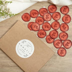 PONATIA 50PCS Terracotta Orange Wax Seal Stickers - Eucalyptus Design Self- Adhesive Stickers Perfect for Wedding Invitation, Envelopes, Christmas Cards, Menu, Vellum Jackets Decoraction