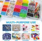 Bins & Things 3-Tier Stackable Storage Container - 30 Adjustable Slots Thread and Bead Organizer - Craft Box for Spools, Bobbins, Jewelry, Sewing, Art Supplies - Large, Clear