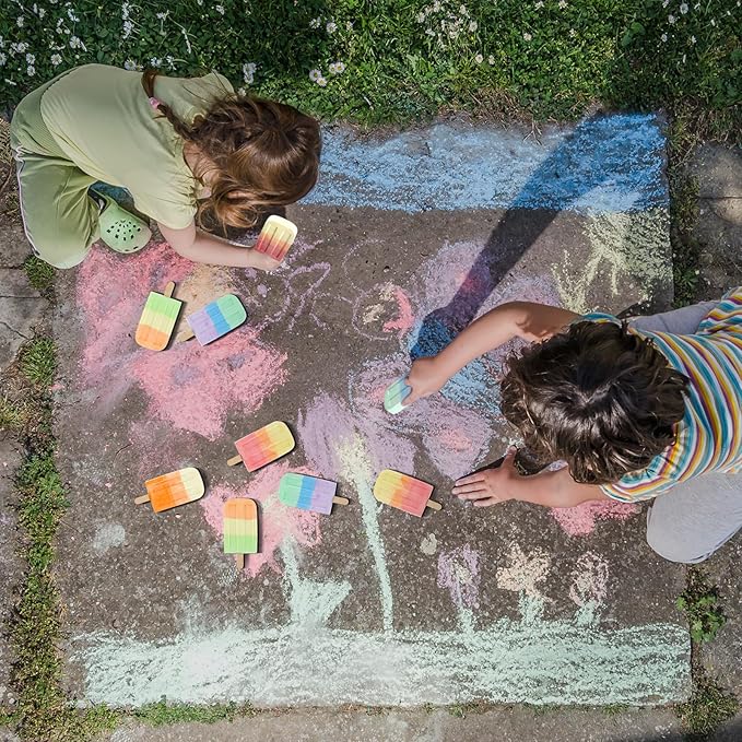 24 Pcs Ice Cream Sidewalk Chalk Set Multicolor Party Favors Bulk Washable Safe Outdoor Chalk for Kids Adults Fun Summer Playground Outdoor Activities Painting on Chalkboard Blackboard