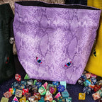 Large DND Dice Bag Leather Dice Storage Bag Purple D&D Drawstring Pouch with Pockets for RPG Table Games - Can Hold 200+ Polyhedral Dice