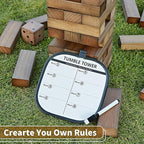 ApudArmis 54 PCS Tumble Timber Set Up to 3.2FT, Pine Wooden Tumble Tower Game with Dice and Scoreboard Set - Classic Block Stacking Board Game for Adults Teenagers (Brown)