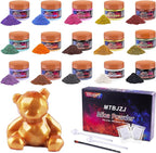 MTBJZJ Mica Powder for Resin, 15 Colors - 20g/Bottle of Epoxy Resin Color Pigment,for Candle Dye, Lip Gloss Pigment, Soap Making, Slime Colorant, Paint, Bath Bombs,Nail Polish and Eye Shadow