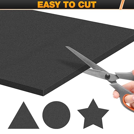 MYFAMIREA 8 PCS Adhesive Foam Padding Sheets Closed Cell Self Adhesive Sticky Foam Pads, 1/2" Thick 6'' x 6'' Neoprene Rubber Sheets Non-Slip Insulation Pads Vibration for Furniture Crafts Cars, Black