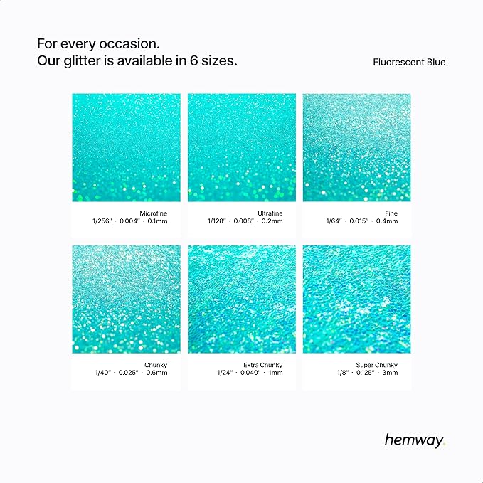 Hemway Polyurethane & Epoxy Resin Glitter 100g / 3.5oz Metallic Crystal Flake Additive for Flooring Jewelry Tumblers Glass Pigment - Super Chunky (1/8" 0.125" 3mm) - Fluorescent Blue