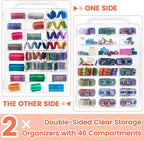 New brothread Pack of 2 Double-Sided Sewing Organizers, Thread Storage Boxes with 2x46 Grids, Clear Organizer Boxes for Embroidery Sewing Thread, Embroidery Floss, Needle, Beads, Small Crafts,Toy Cars