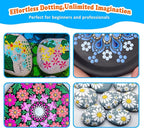 GEOCCI Flower Petal Tools for Dot Painting，50 Petal Shapes Dotting Tool，Mandala Dot Art Tools for Rocks，Embosssing Tools for Painting Dots （Pink）