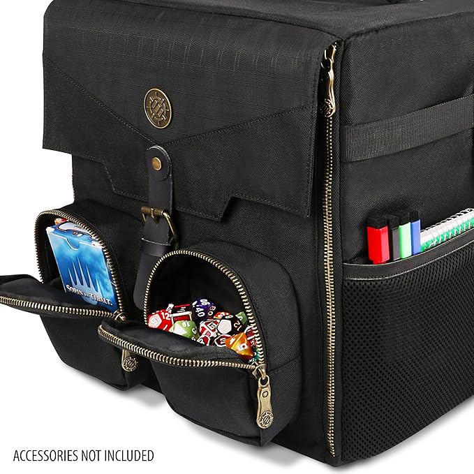 ENHANCE Board Game Shoulder Bag - Reinforced Board Game Storage with Padded Shoulder Strap and Accessories Pockets for Dice, Cards, More - Carrier Protects Tabletop Adventures