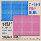 U.S. Art Supply 18" x 24" Self-Healing Cutting Mat 5-Ply (2 Pack) - Double-Sided Pink/Blue Craft Mat, Non-Slip Cutting Mats for Crafts, Sewing, Quilting, Scrapbooking