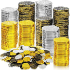 Hanaive 100 Pcs Pirate Coins Plastic Kids Fake Play Coins Replica Spanish Doubloons for Pirate Party Treasure Chest Board Games Tokens Toys Cosplay St. Patrick's(Gold, Silver, Bronze)