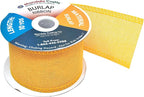 Mandala Crafts Yellow Burlap Ribbon 2.5 Inches Wide Jute Ribbons for Crafts - 20 Yds Roll Rustic Burlap Wrap Trim Ribbons for Wreaths Bows Wedding Party Decoration