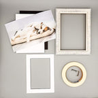 Pack of Ten Acid Free 8x10 Mats Bevel Cut for 6x8 Photos - White with Black Core Precut Matboards With Backing Boards and Self Seal Photo Mat Bags For Pictures, Photos, Framing - 4-ply Thickness