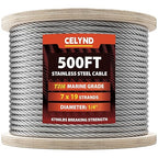 Stainless Steel Cable for Railing - 500FT 1/4" T316 Wire Rope - 7 x 19 Strands 6700 LBS Breaking Strength for Outdoor Deck Railing Zipline