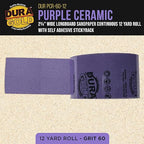 Dura-Gold Premium 60 Grit PSA Purple Film Ceramic Longboard Sandpaper, 2-3/4" Wide Continuous 12 Yard Roll - Self Adhesive Stickyback for Auto & Wood Air File Long Board Sanders, Hand Sanding Blocks
